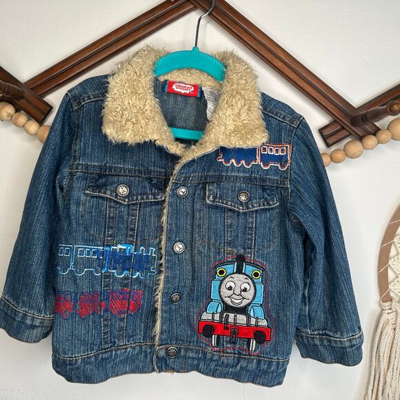 Vintage Thomas the Train Embroidered Cartoon Jeans Jacket - Picture 1 of 4